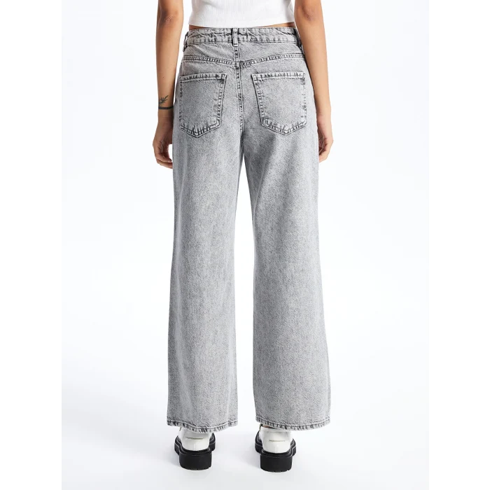 LCW Jeans Gri Wideleg Kadın Jean Pantolon
