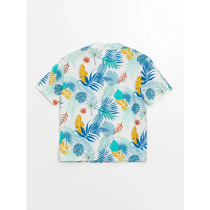 LCW Kids Beyaz Resort Yaka Kısa Kollu Baskılı Erkek Bebek Gömlek