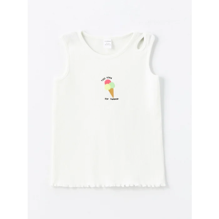 LCW Kids Ekru Bisiklet Yaka Kız Bebek Bluz ve Şort 2li Takım