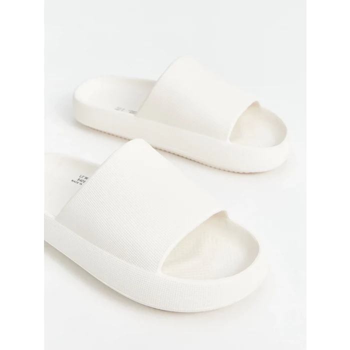 LCW STEPS Beyaz Kalın Taban Tek Bantlı Kadın Terlik