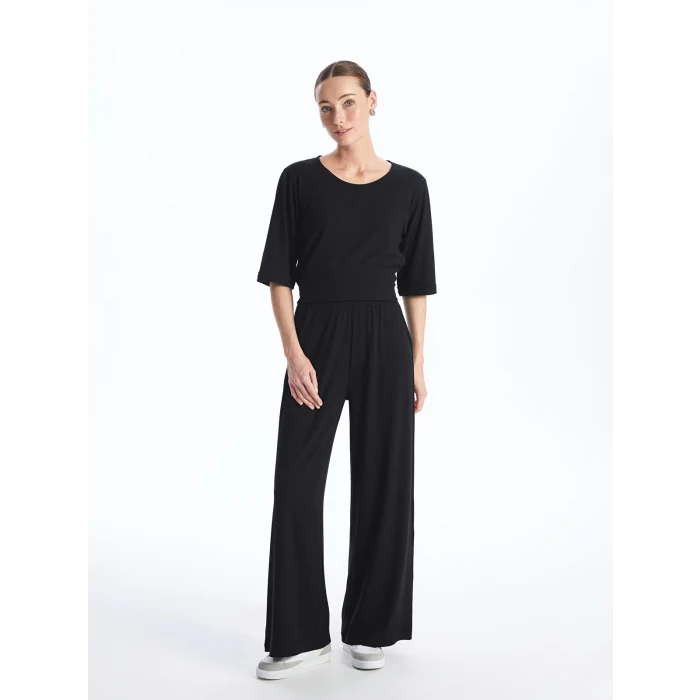 LCWAIKIKI Basic Siyah Kadın Beli Lastikli Düz Eşofman Altı