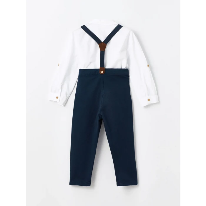 LCW Kids Beyaz Uzun Kollu Basic Erkek Bebek Gömlek ve Pantolon 2li Takım