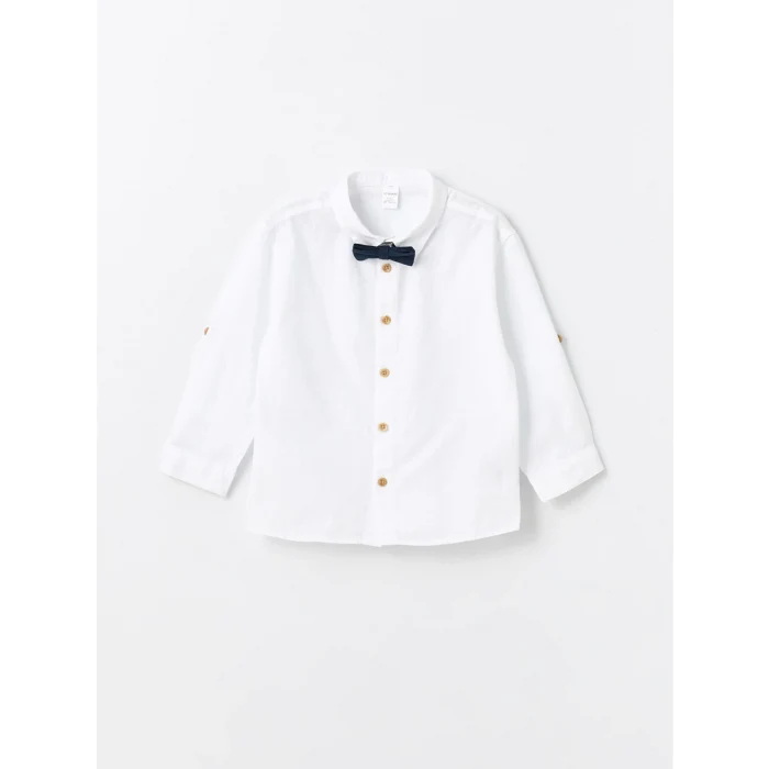 LCW Kids Beyaz Uzun Kollu Basic Erkek Bebek Gömlek ve Pantolon 2li Takım