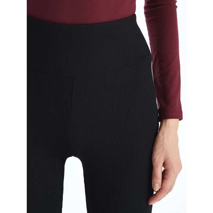 LCW Vision Siyah Beli Lastikli İspanyol Paça Kadın Tayt Pantolon