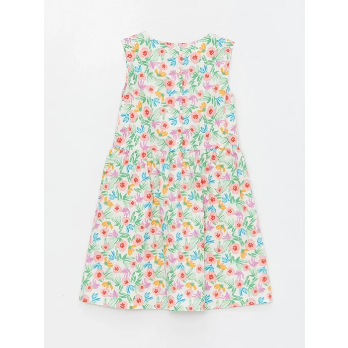 LCW Kids Karişik Bisiklet Yaka Desenli Kız Çocuk Elbise