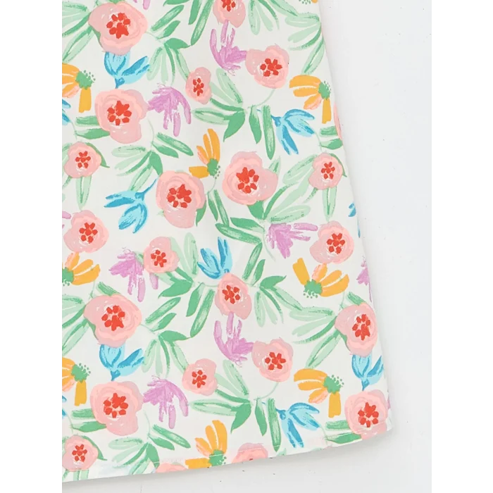 LCW Kids Karişik Bisiklet Yaka Desenli Kız Çocuk Elbise