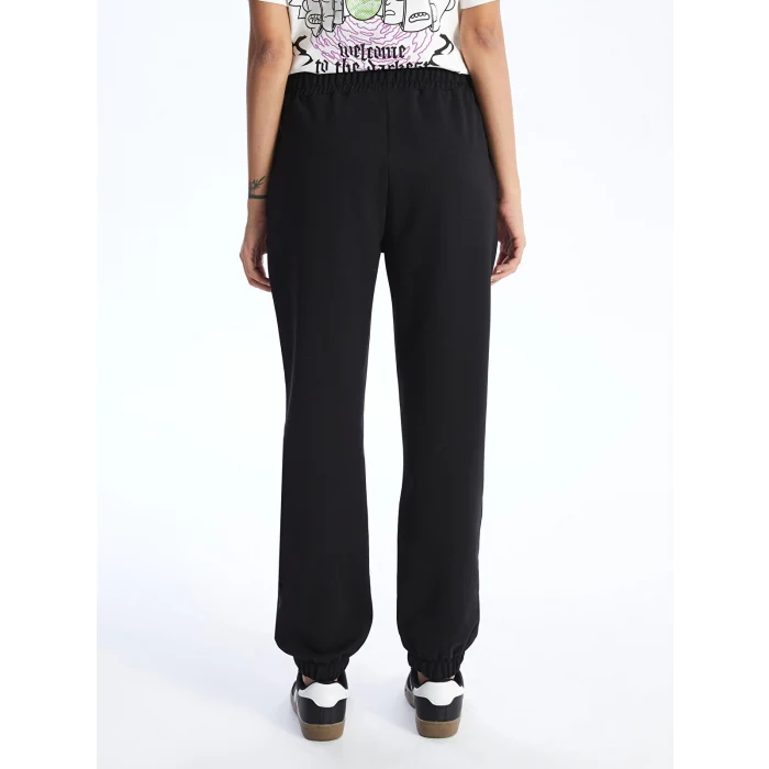 XSIDE Siyah Kadın Beli Lastikli Düz Jogger Eşofman Altı