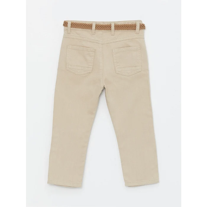 LCW Kids Bej Basic Erkek Bebek Kemerli Pantolon