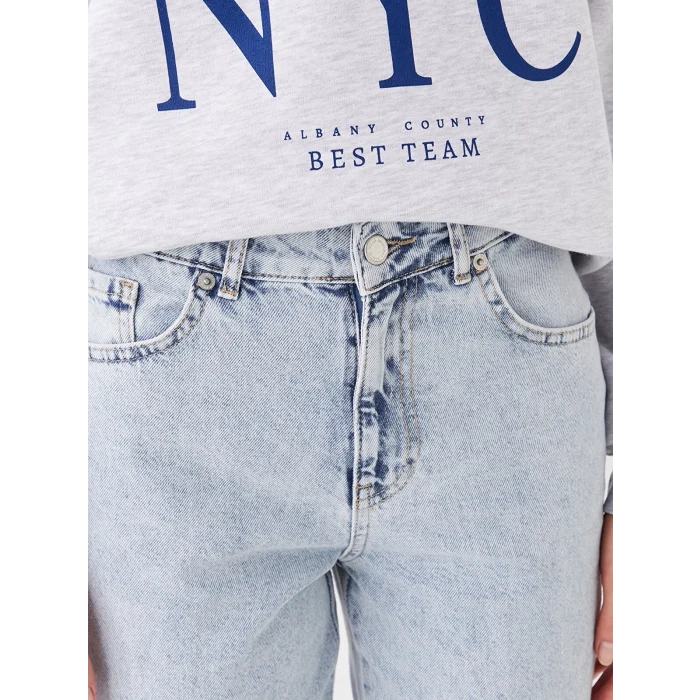 LCW Jeans Indigo Straight Fit Kadın Kargo Jean Pantolon