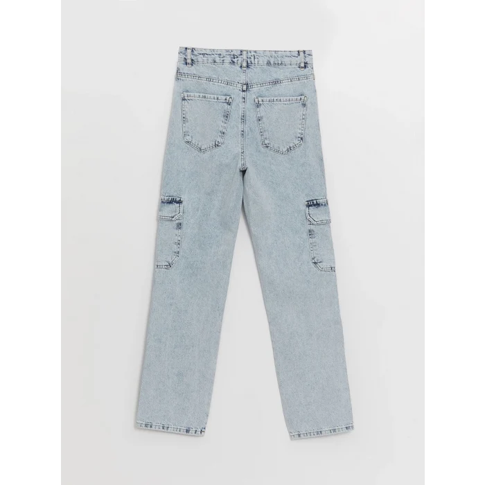 LCW Jeans Indigo Straight Fit Kadın Kargo Jean Pantolon