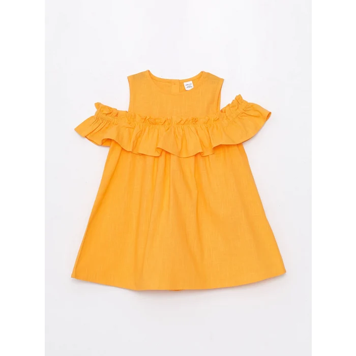 LCW Kids Turuncu Bisiklet Yaka Kız Bebek Elbise