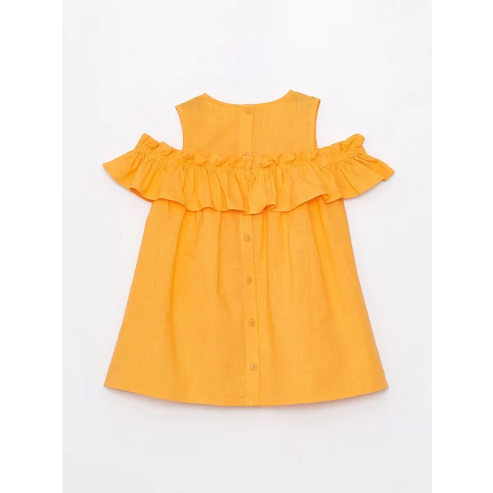 LCW Kids Turuncu Bisiklet Yaka Kız Bebek Elbise