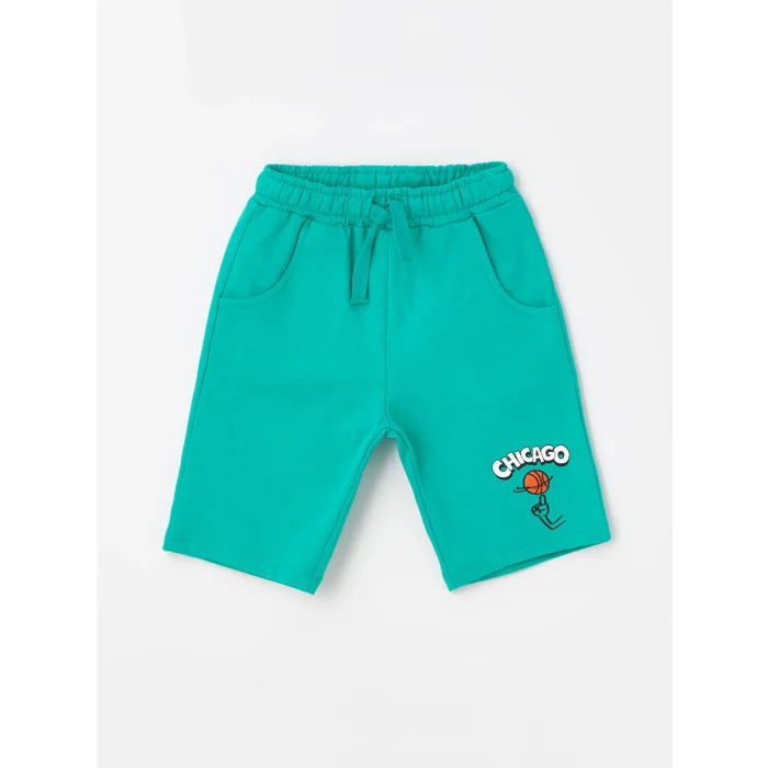 LCW Kids Ekru Bisiklet Yaka Kısa Kollu Baskılı Erkek Bebek Tişört ve Şort 2li Takım