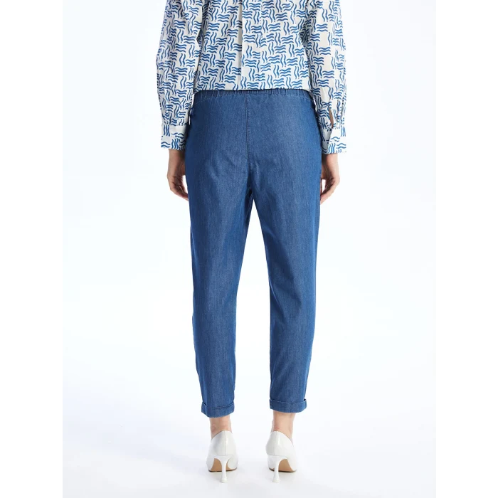 LCW Modest Indigo Beli Lastikli Carrot Fit Kadın Jean Pantolon