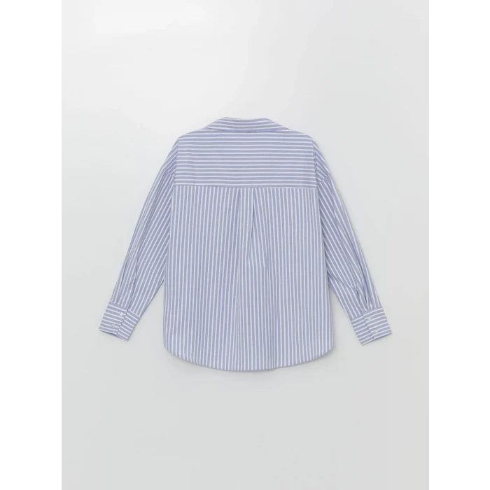LCW Vision Mavi Çizgili Oversize Kadın Gömlek