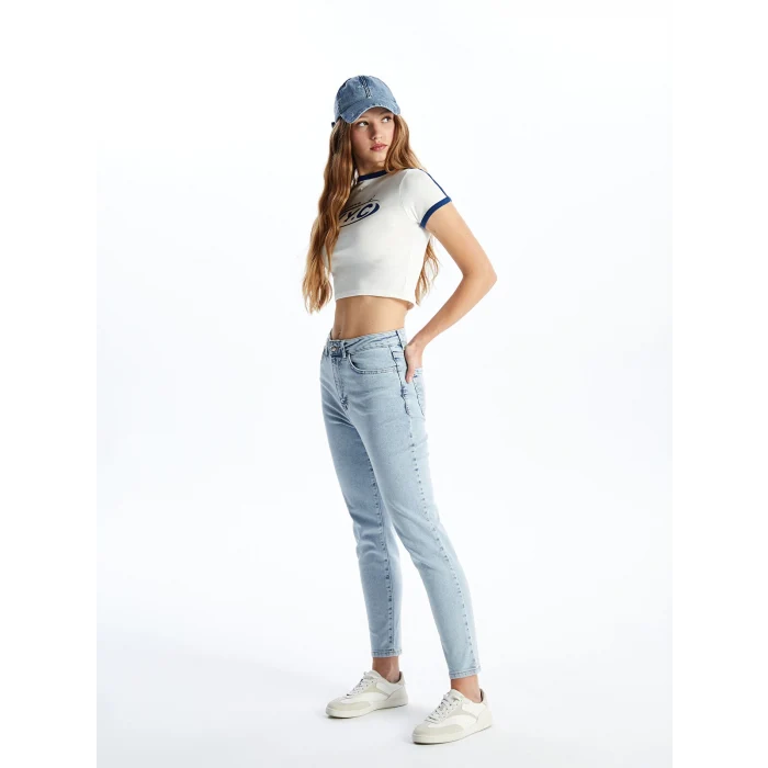 LCW Jeans Indigo Slim Mom Kadın Jean Pantolon