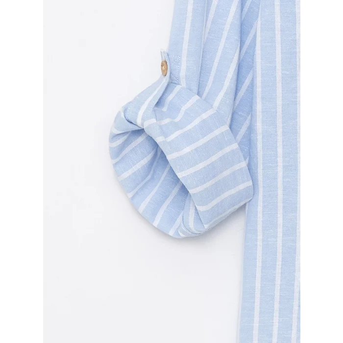 LCW Kids Mavi Rahat Kalıp Çizgili Erkek Çocuk Gömlek