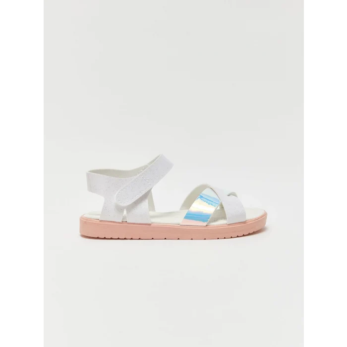 LCW STEPS Beyaz Baskılı Kız Çocuk Sandalet