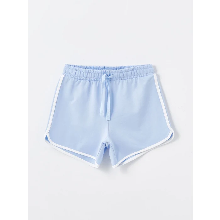 LCW Kids Ekru Bisiklet Yaka Baskılı Kısa Kollu Kız Çocuk Tişört ve Şort