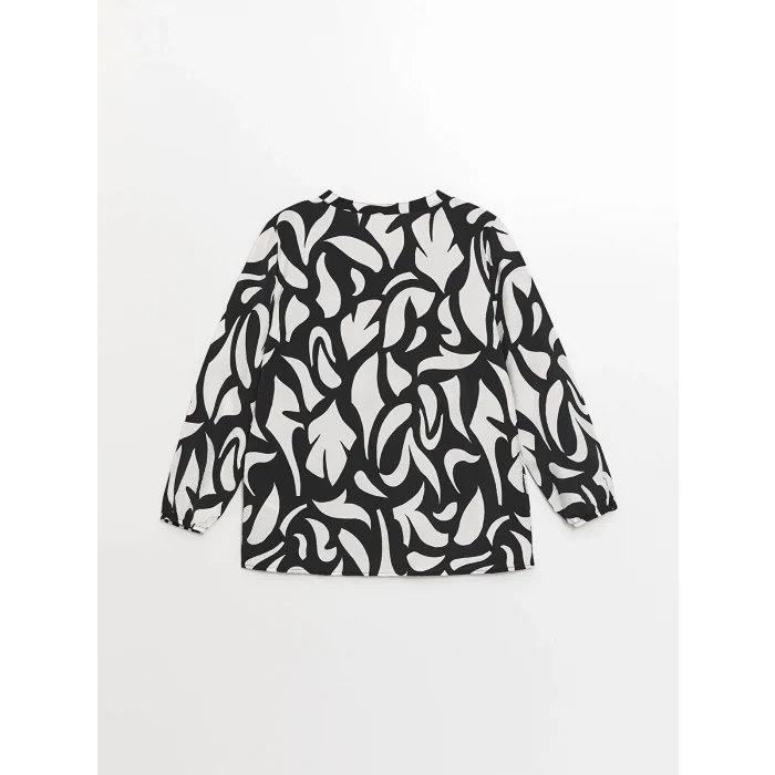 LCWAIKIKI Classic Siyah Bağlamalı Yaka Çiçekli Uzun Kollu Kadın Bluz