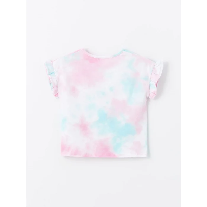 LCW Kids Pembe Bisiklet Yaka Baskılı Kısa Kollu Kız Bebek Tişört 2li