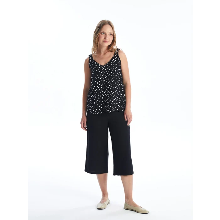 LCWAIKIKI Classic Siyah Beli Lastikli Rahat Kalıp Kadın Kapri