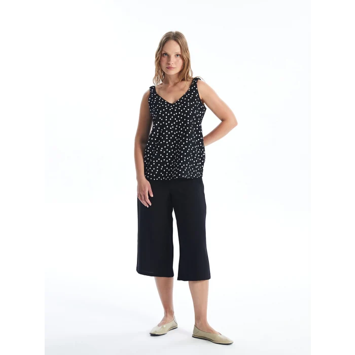 LCWAIKIKI Classic Siyah Beli Lastikli Rahat Kalıp Kadın Kapri