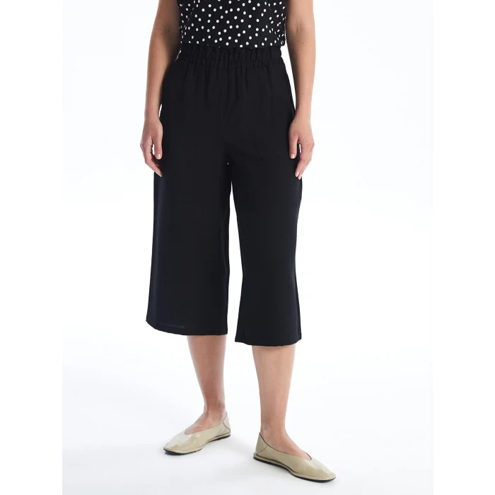 LCWAIKIKI Classic Siyah Beli Lastikli Rahat Kalıp Kadın Kapri