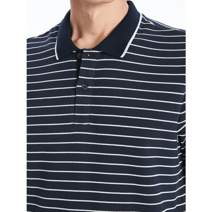 SOUTHBLUE Lacivert Polo Yaka Kısa Kollu Çizgili Erkek Tişört