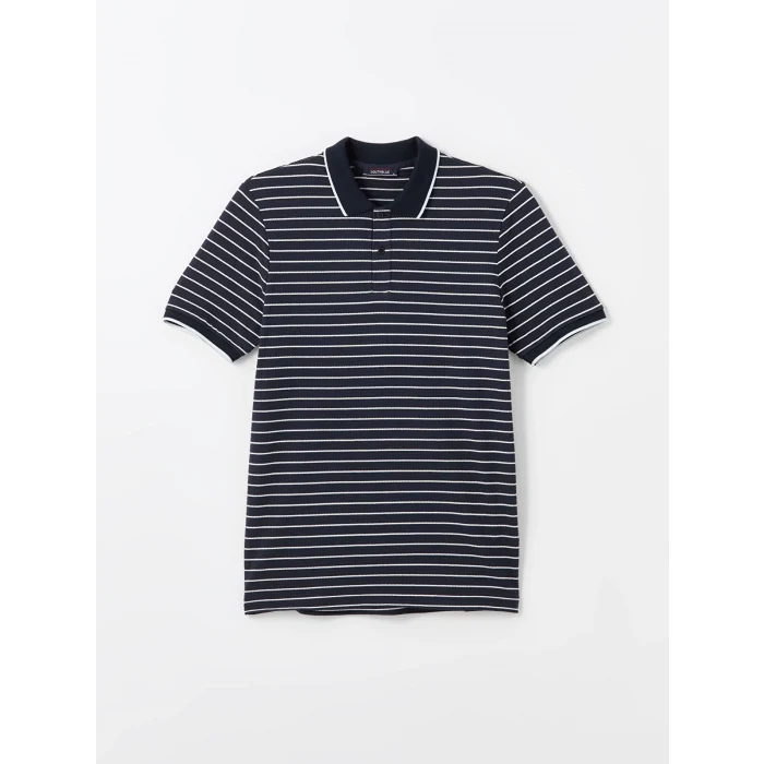 SOUTHBLUE Lacivert Polo Yaka Kısa Kollu Çizgili Erkek Tişört
