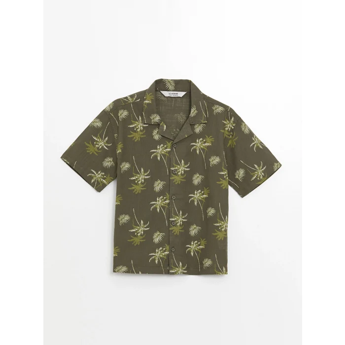 LCW Kids Yeşil Rahat Kalıp Desenli Erkek Çocuk Gömlek