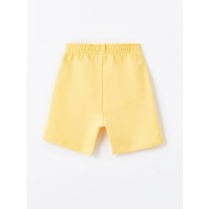 LCW Kids Ekru Bisiklet Yaka Baskılı Erkek Bebek Tişört ve Şort 2li Takım