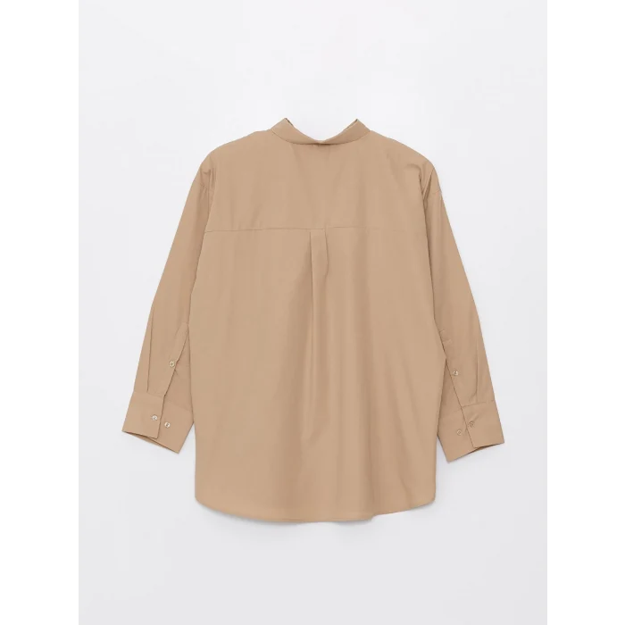 LCW Modest Kahverengi Düz Poplin Kadın Gömlek Tunik
