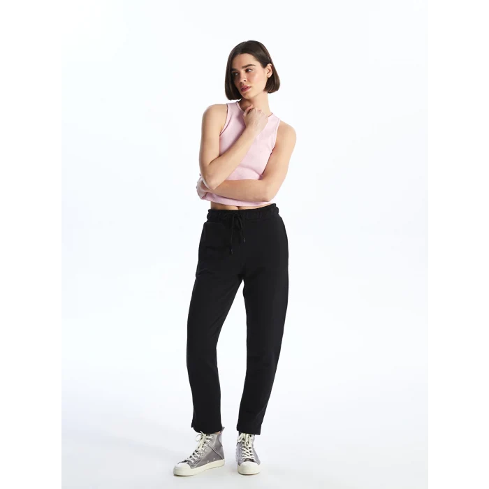 XSIDE Siyah Kadın Beli Lastikli Düz Eşofman Altı