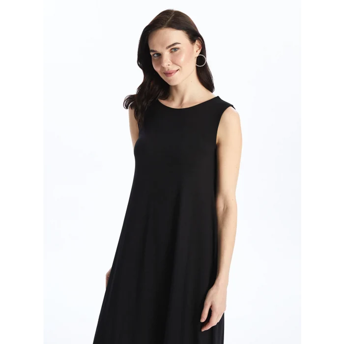 LCW Grace Siyah Kadın Bisiklet Yaka Düz Elbise