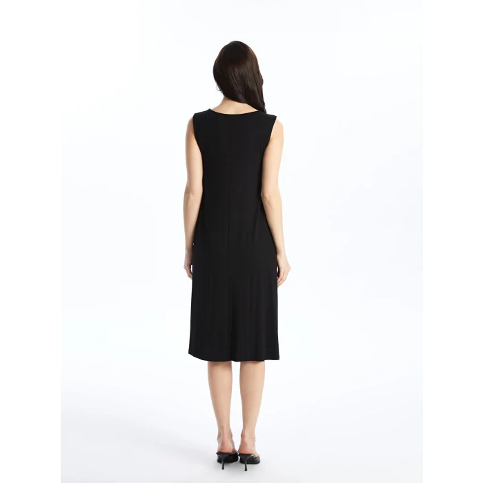 LCW Grace Siyah Kadın Bisiklet Yaka Düz Elbise