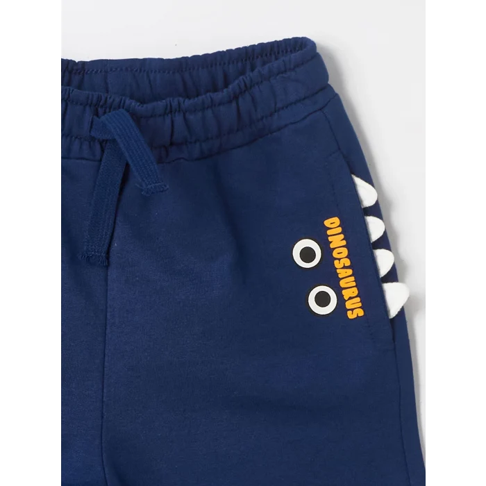 LCW Kids Ekru Bisiklet Yaka Kısa Kollu Baskılı Erkek Bebek Tişört ve Şort 2li Takım