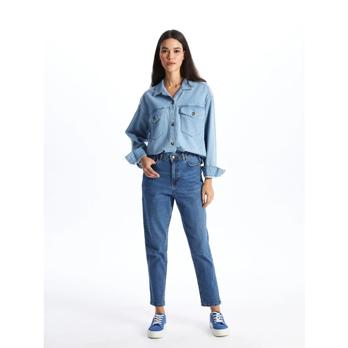 LCW Jeans Indigo Slim Mom Kadın Jean Pantolon