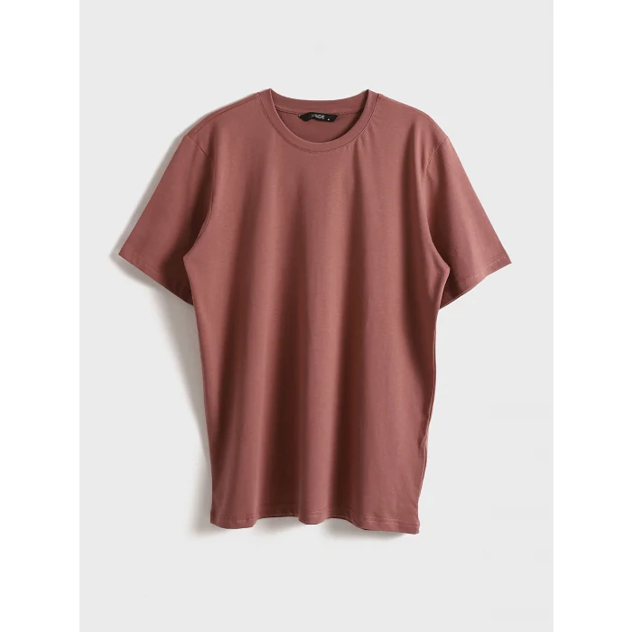 XSIDE Pembe Bisiklet Yaka Kısa Kollu Renk Bloklu Penye Erkek Tişört