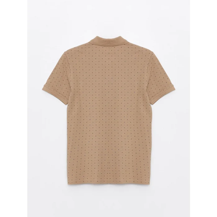 LCWAIKIKI Classic Bej Polo Yaka Kısa Kollu Desenli Pike Erkek Tişört