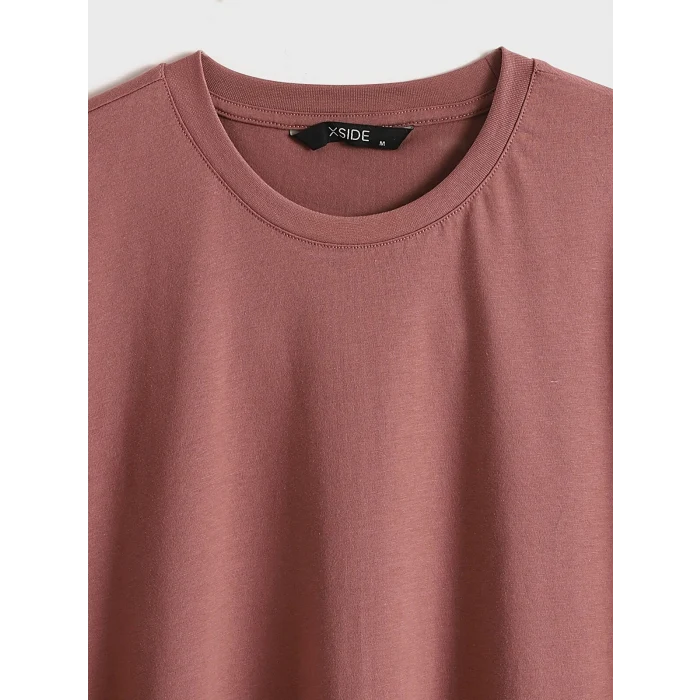 XSIDE Pembe Bisiklet Yaka Kısa Kollu Renk Bloklu Penye Erkek Tişört