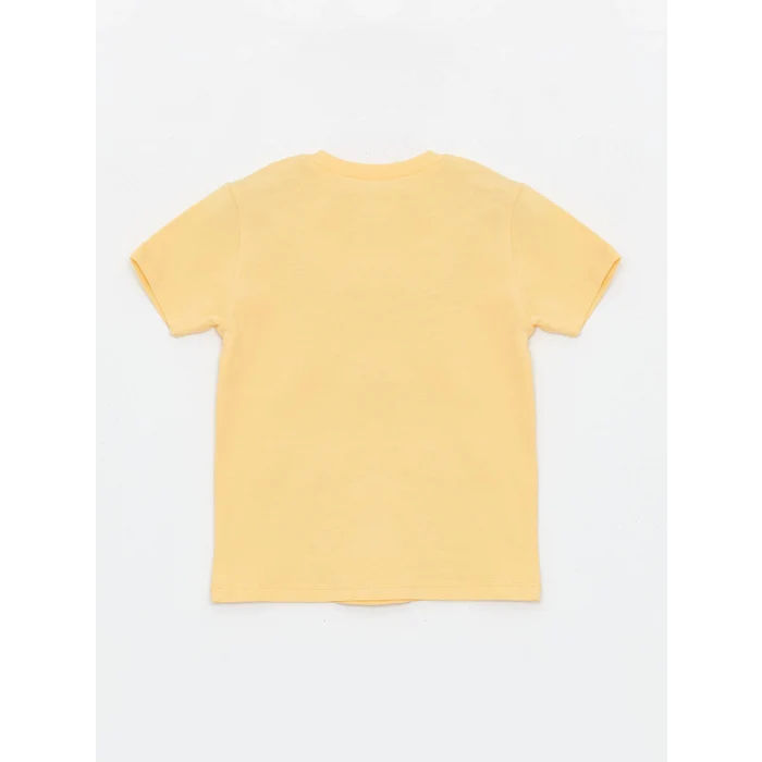 LCW Kids Turuncu Bisiklet Yaka Kısa Kollu Baskılı Erkek Bebek Tişört ve Şort 2li Takım