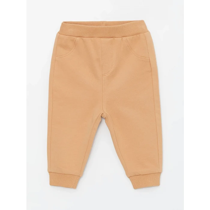 LCW baby Ekru Bisiklet Yaka Kısa Kollu Baskılı Erkek Bebek Tişört ve Eşofman Alt 2li Takım