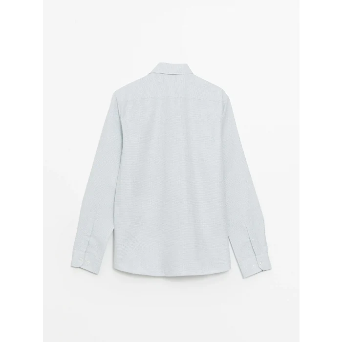 LCWAIKIKI Formal Yeşil Slim Fit Uzun Kollu Armürlü Erkek Dokulu Gömlek