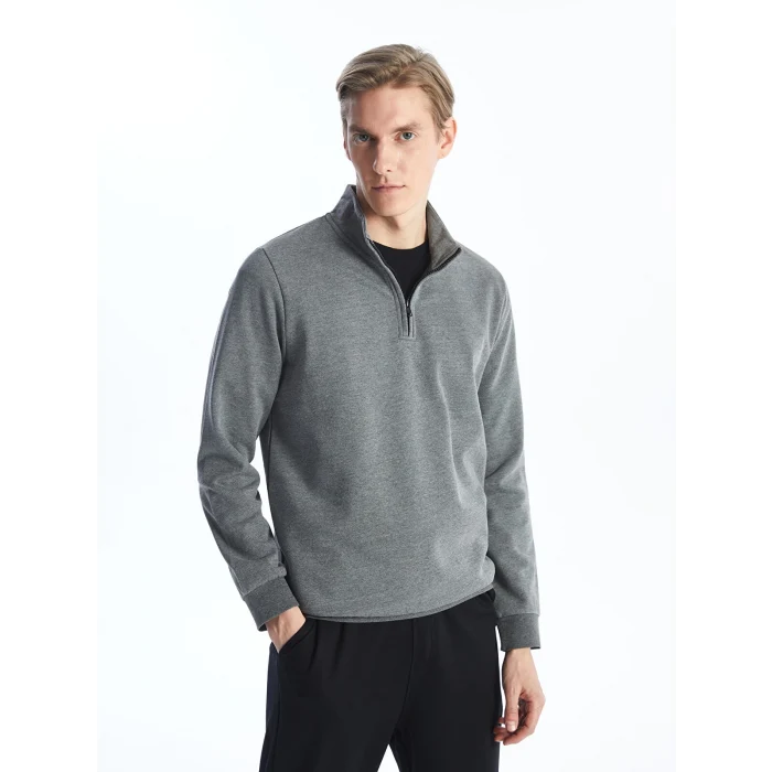 LCWAIKIKI Classic Antrasit Dik Yaka Uzun Kollu Erkek Kalın Sweatshirt