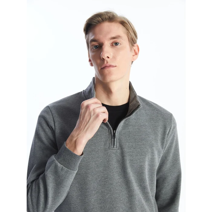 LCWAIKIKI Classic Antrasit Dik Yaka Uzun Kollu Erkek Kalın Sweatshirt