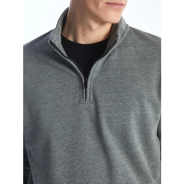 LCWAIKIKI Classic Antrasit Dik Yaka Uzun Kollu Erkek Kalın Sweatshirt