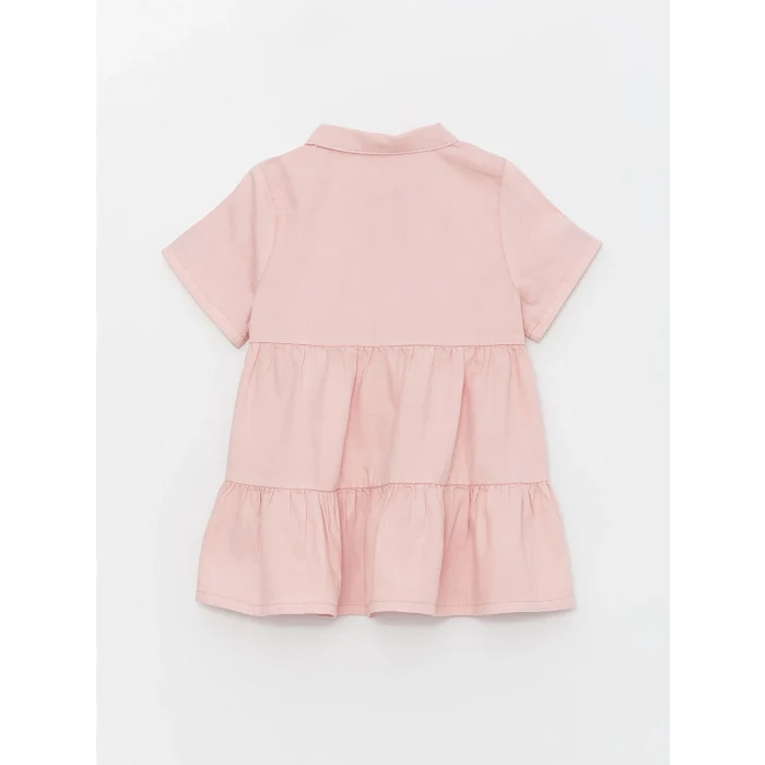 LCW Kids Pembe Gömlek Yaka Kısa Kollu Kız Bebek Elbise