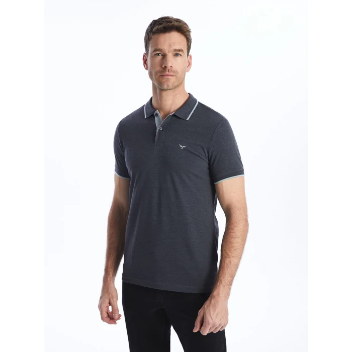 LCWAIKIKI Classic Antrasit Polo Yaka Kısa Kollu Pike Erkek Tişört