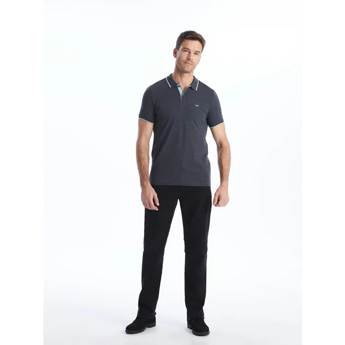 LCWAIKIKI Classic Antrasit Polo Yaka Kısa Kollu Pike Erkek Tişört